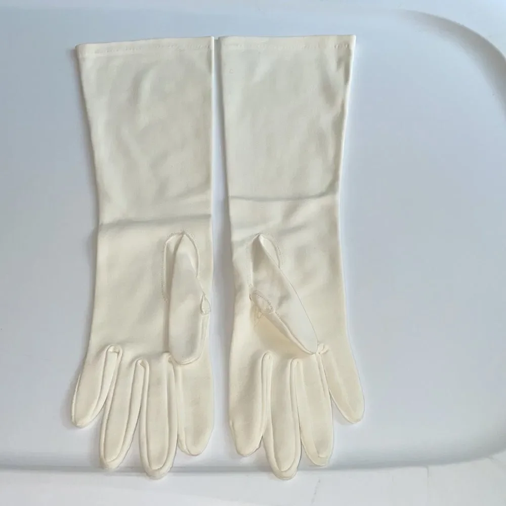 ‎Vtg Van Raalte white long nylon gloves